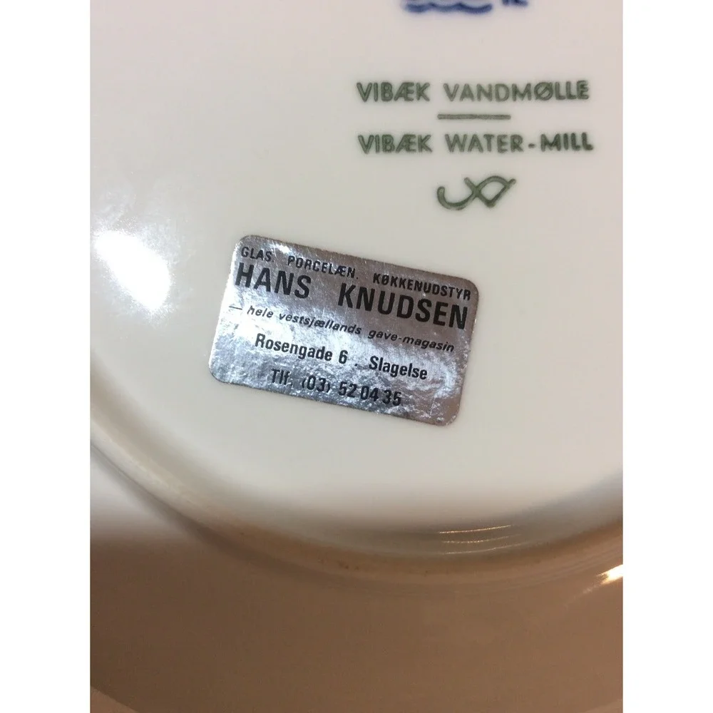 B & G Copenhagen Denmark 1976 Blue White Christmas Collector Plate Water Mill